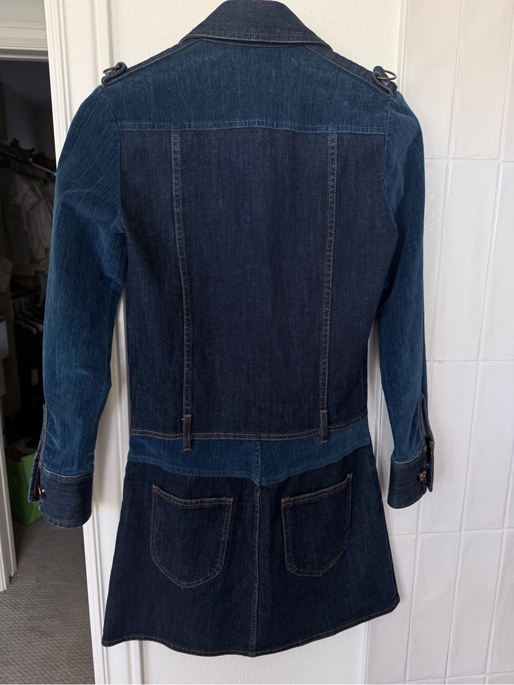 See by Chloe Button-Front Denim Shirt Dress in Dark Wash Xs - Picture 9 of 9